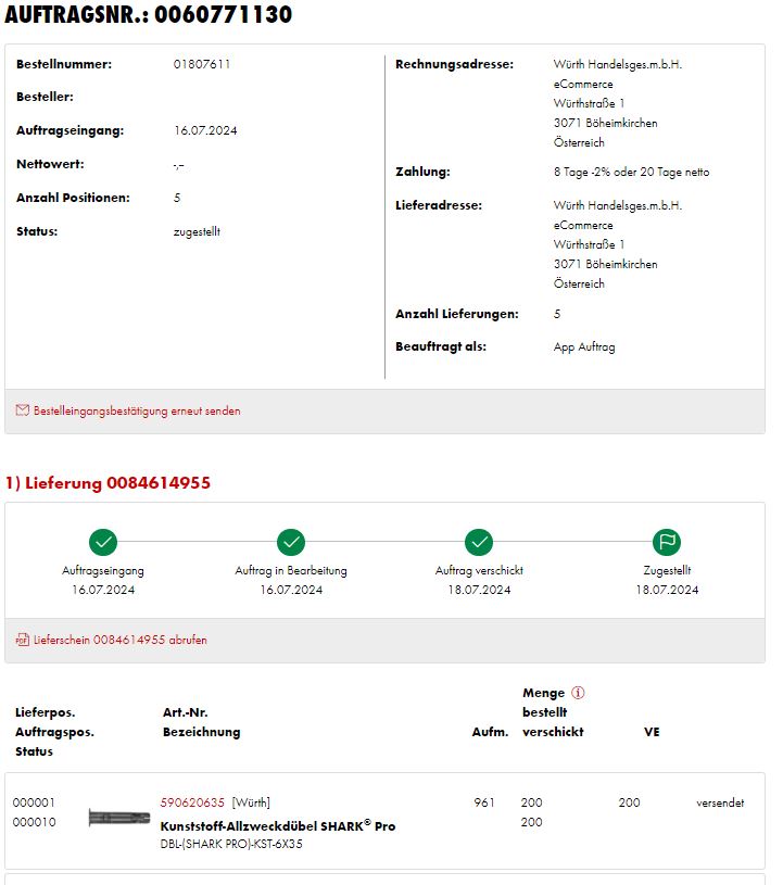 Details Ihrer Bestellung